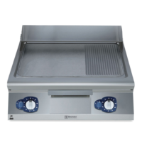 ELECTROLUX GRILL GAS FRYTOP SMOOTH+RIBBED SLOPED PLATE 800 MM-BRUSHED CHROME - E9IIMAAOMEA